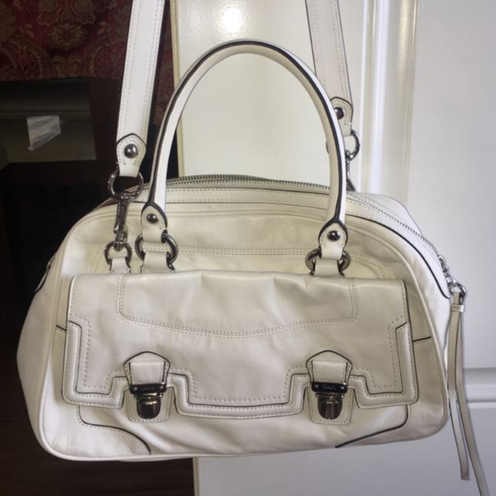 Coach White Cross-Body Purse / Satchel